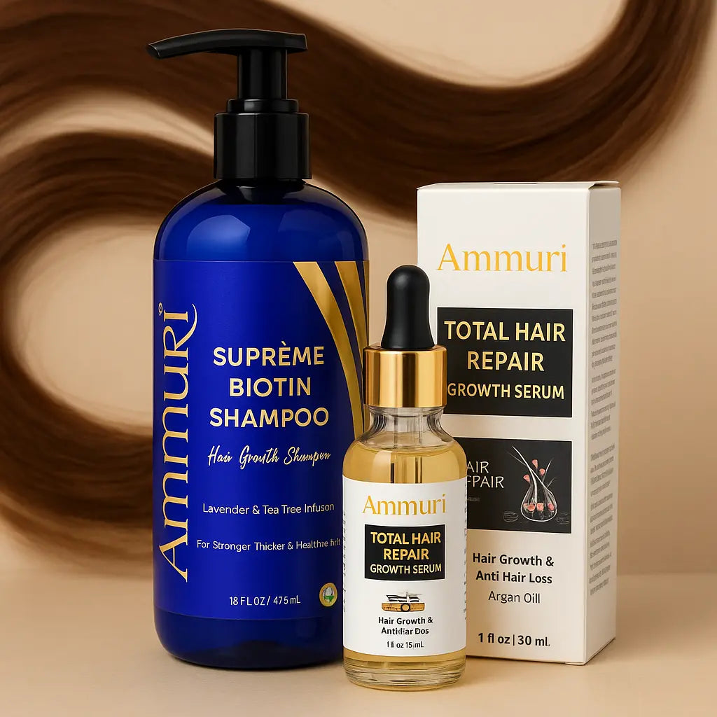 Ammuri Biotin Haircare Set โ Anti-Hair Loss Shampoo & Strengthening Hair Serum for Men & Women