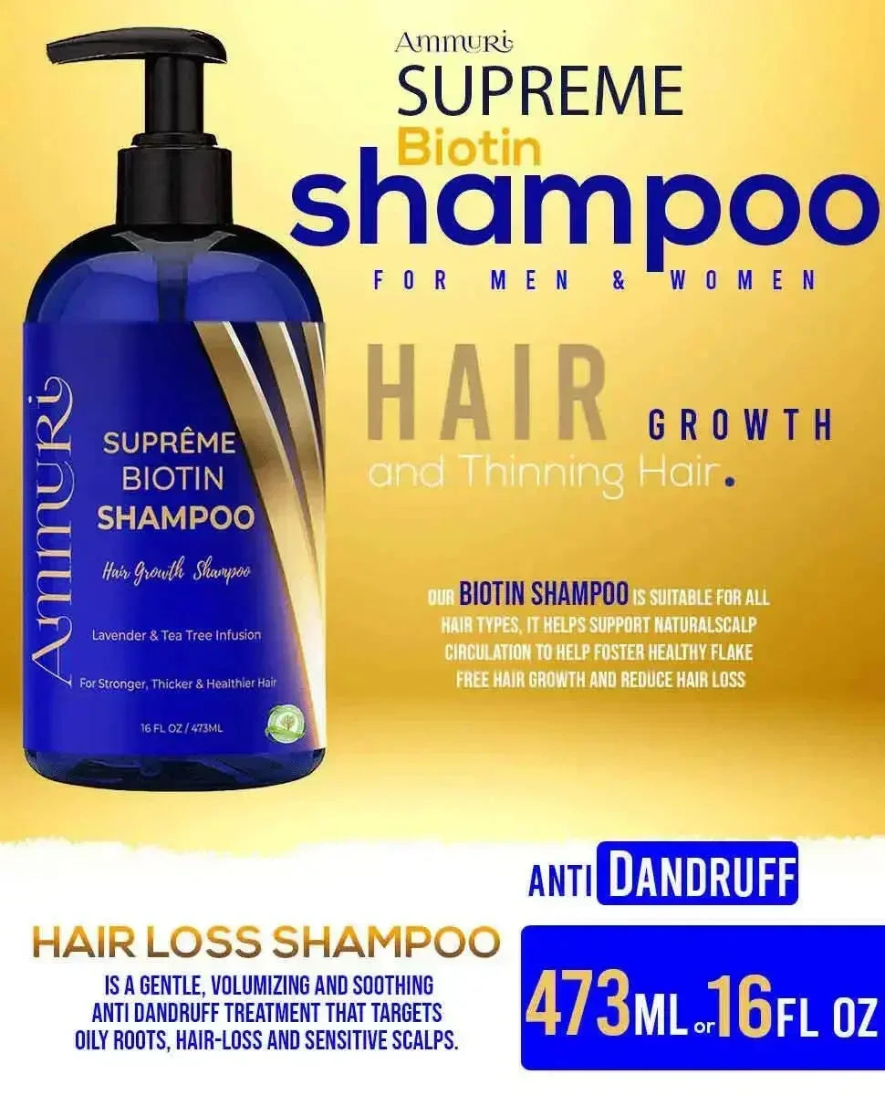 Ammuri Biotin Haircare Set โ Anti-Hair Loss Shampoo & Strengthening Hair Serum for Men & Women